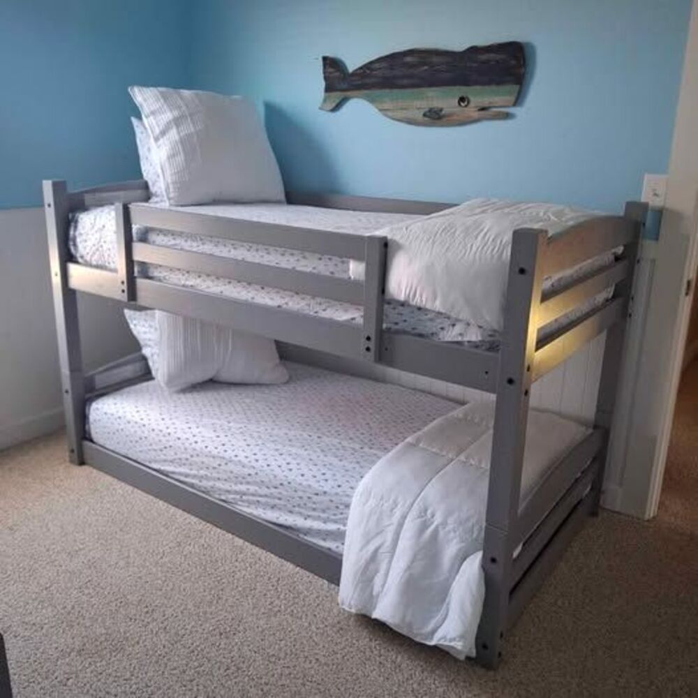 Triple set of Gray Bunk Beds that can be set up multiple ways